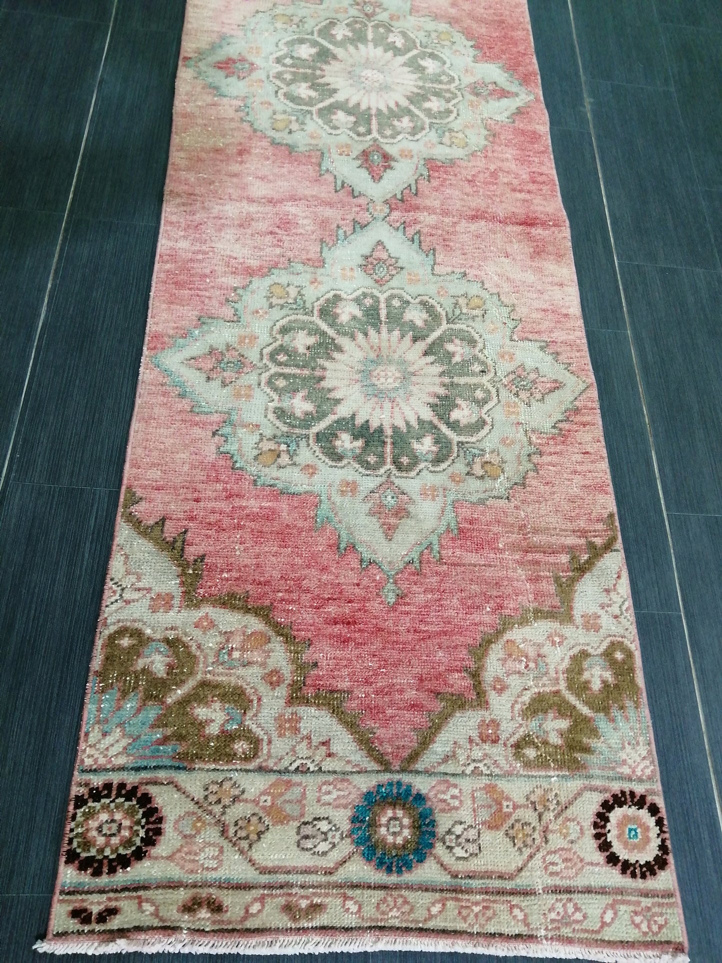 2.4 x 9.2 Oushak Runner Rug Turkish Runner Rug Vintage Runner Rug Hallway Runner Rug Kitchen Runner Rug Wool Runner Rug Wool Oushak Rug