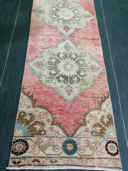 2.4 x 9.2 Oushak Runner Rug Turkish Runner Rug Vintage Runner Rug Hallway Runner Rug Kitchen Runner Rug Wool Runner Rug Wool Oushak Rug