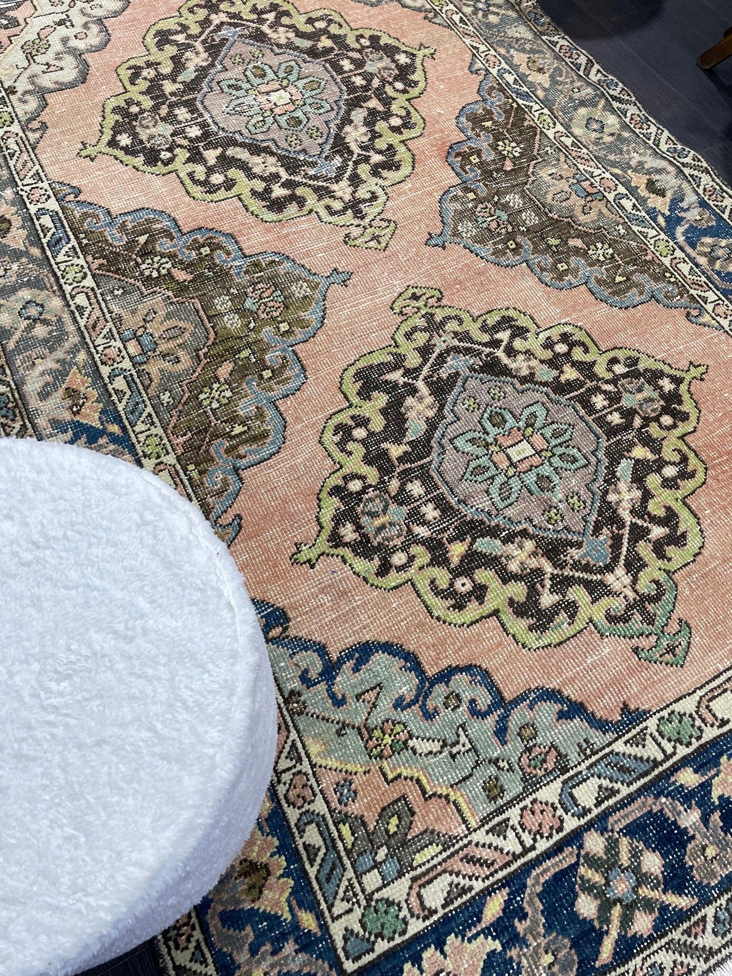 Vintage Rug, Persian 4 x 6.7 Rug, Navy Hand Knotted Rug, HANDMADE Rug, Vintage Turkish Rug, Oushak Rug, Oriental Rug, Wool Rug