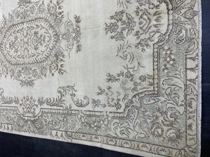 Large Area OUSHAK RUG, TURKISH 6.4 x 10 Rug, Muted Vintage  Rug, Handmade Rug, Antique Hand Knotted Rug, Persian Rug, Muted Oriental rug