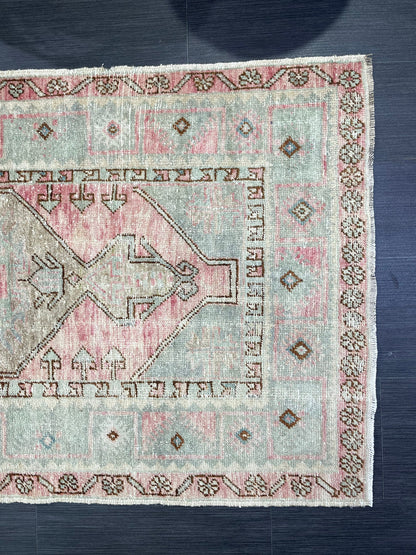 Handmade Rug, Hand Knotted 3x5.4 Rug, ShabbyChic Rug,Rustic Rug, OUSHAK Rug, Turkish Rug, Farmhouse Rug,Vintage Rug, Minimalist Rug