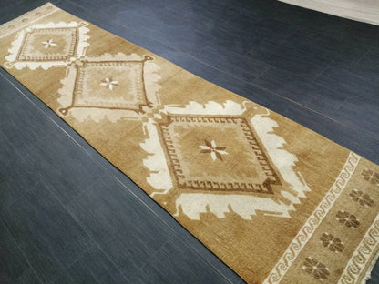 Neutral Runner Rug 2.5 x 10.7 Turkish Runner Rug Vintage Runner Rug Hallway Runner Rug Kitchen Runner Rug Neutral Wool Runner Rug