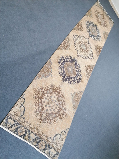 12,9x2'8 long runner rug, vintage runner,hallway rug