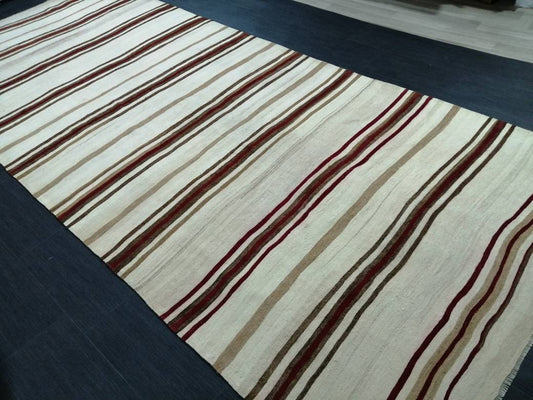 5.4 x 13 Flat Woven RUG TURKISH Rug Vintage Flat woven Runner Rug Vintage Runner Rug Wool Hand Made Rugs Muted Oriental rug