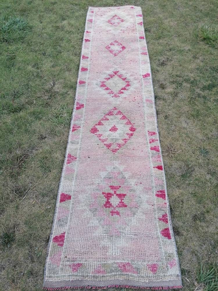 Vintage turkish runner rug, hallway runner rug, vintage runner rug 2'7x11'6 turkish hand made wool rug, kitchen rug, hallway runner rug,