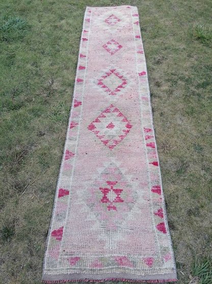 Vintage turkish runner rug, hallway runner rug, vintage runner rug 2'7x11'6 turkish hand made wool rug, kitchen rug, hallway runner rug,