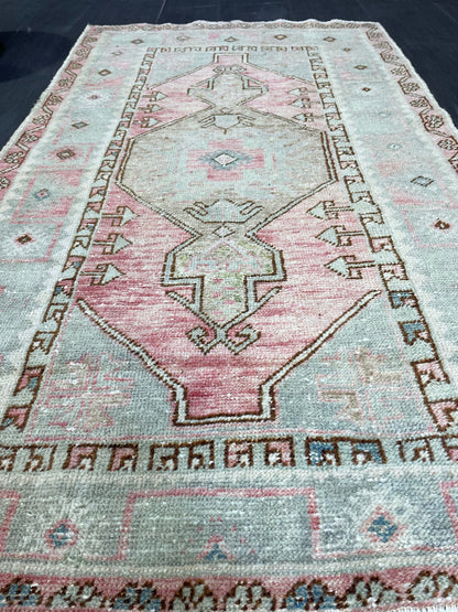 Handmade Rug, Hand Knotted 3x5.4 Rug, ShabbyChic Rug,Rustic Rug, OUSHAK Rug, Turkish Rug, Farmhouse Rug,Vintage Rug, Minimalist Rug