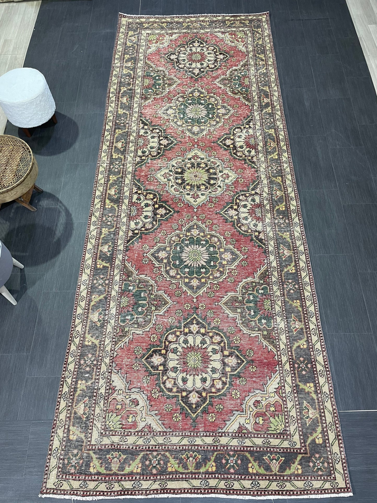 Turkish Runner Rug, Turkish Runner 4.7 x 12.3 Rug, Vintage Runner Rug, Hallway Runner Rug Kitchen Runner Rug, Wool Runner Rug Persian Rug