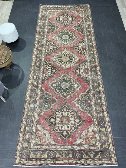 Turkish Runner Rug, Turkish Runner 4.7 x 12.3 Rug, Vintage Runner Rug, Hallway Runner Rug Kitchen Runner Rug, Wool Runner Rug Persian Rug