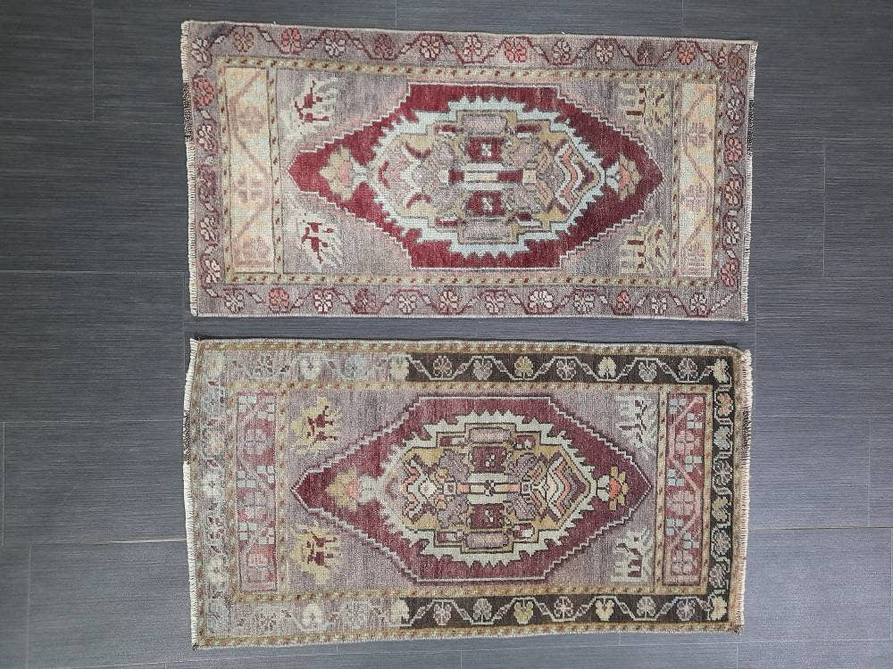 Coordinating Small Rug Turkish Rug Mini Twin Small Area Rug 1.6 x 3 Turkish Oushak Rug Persian Hand Made Rug Matching Oriental Vintage Rug