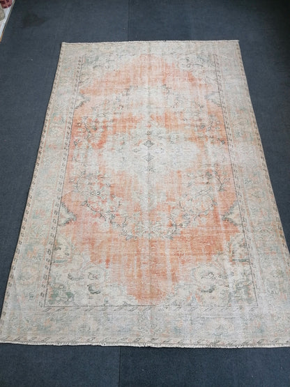4x9 feet vintage rug,handmade kitchen area rug, antique rug, turkish bedroom rug, oushak rug
