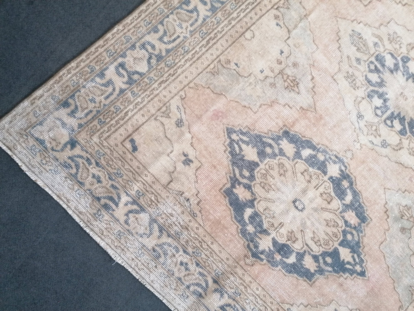 Muted runner rug 5'8x11'4 vintage runner rug, vintage oushak rug unique hand made rug, kitchen rug, bohemian rug traditional