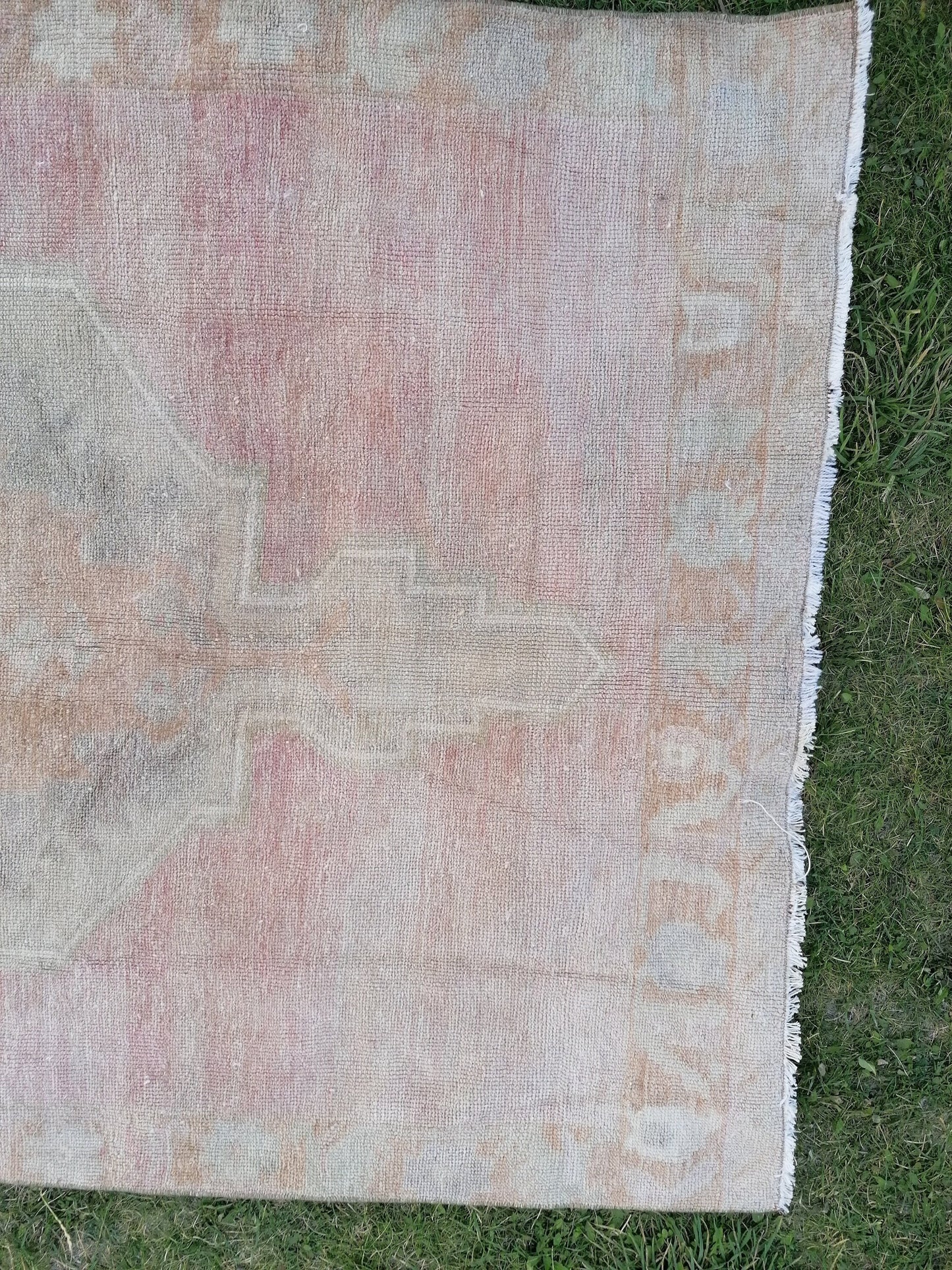 Oushak wool runner rug, vintage hallway runner 4'2x9'7 turkish hand made wool rug kitchen runner rug,