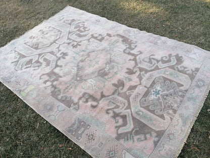 Oushak turkish rug 6x8'10 vintage anatolian rug,unique hand made bohemian rug