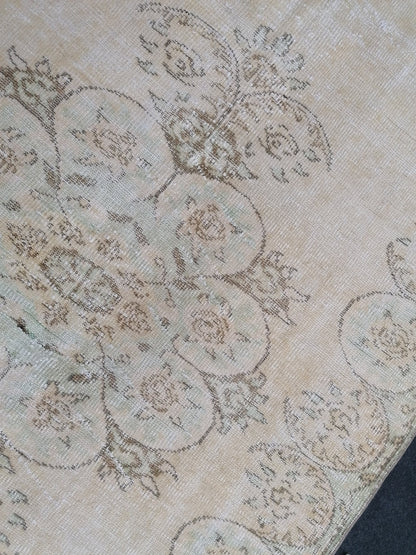 Vintage rug 8'7x5' muted wool oushak rug hand made rugs vintage turkish rug distressed rug