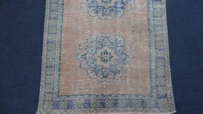 Turkish distressed runner rug, vintage wool runner rug 2'7x11'2 hallway oushak runner rug, kitchen handmade rug