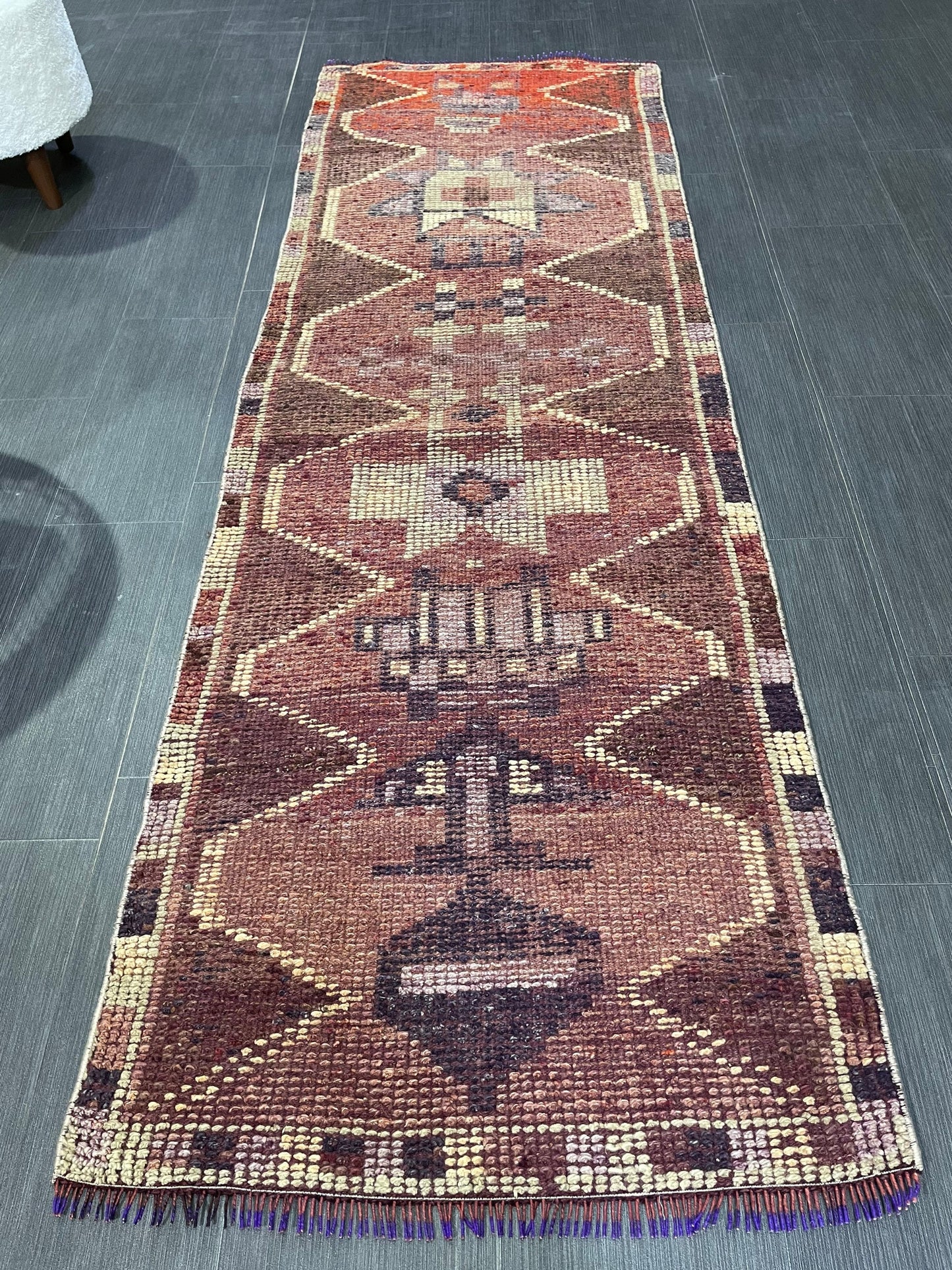 Turkish Runner Rug, Muted Vintage Runner 2.6 x 7.8 Rug, Persian Hallway Runner Rug, Kitchen Runner Rug Oriental Distressed Runner