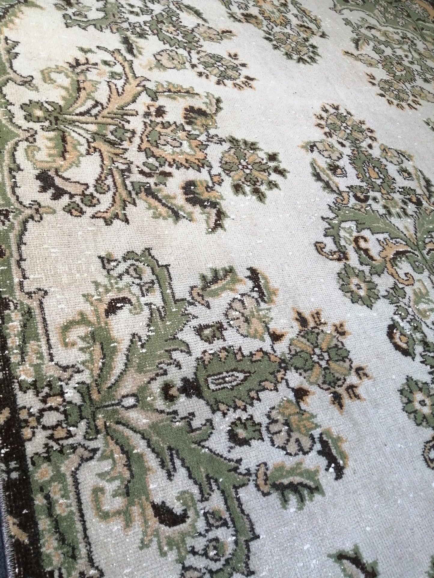 10 x 6.6 Green OUSHAK RUG TURKISH Oushak Rug Vintage Oushak Runner Rug Vintage Runner Rug Wool Oushak Rug Hand Made Rugs Vintage Turkish Rug