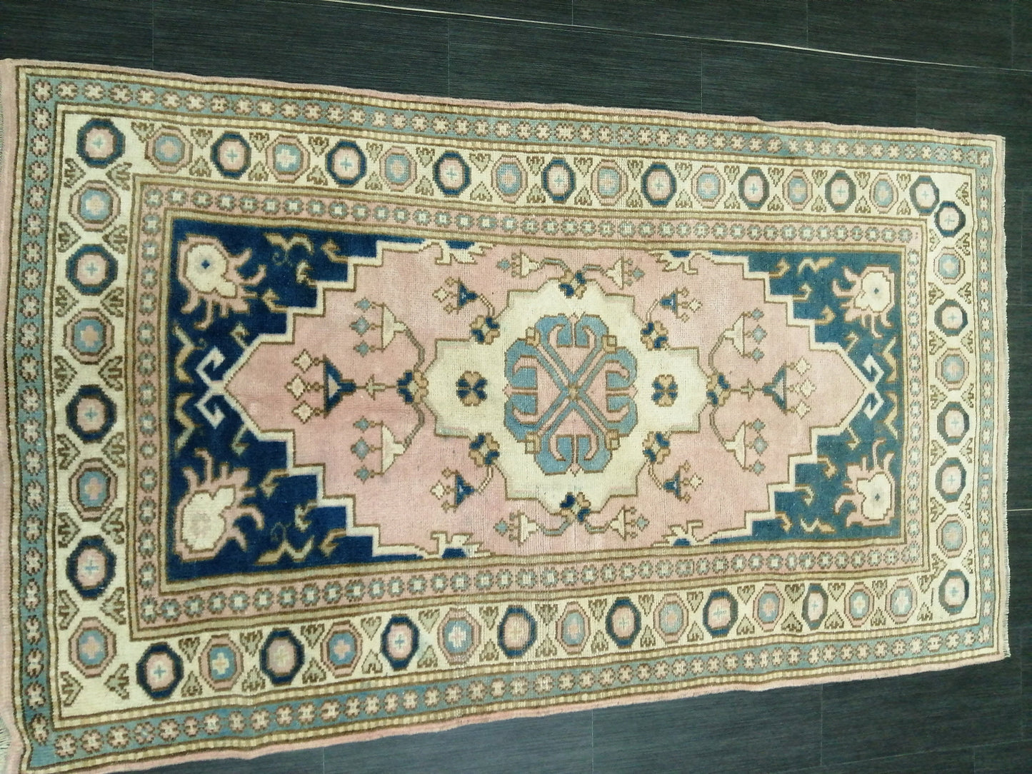 Pink and Blue Rugs, 6.4 x 3.7 Hand Made Rug, Oushak Rug, Rustic Rug, Bohemian Rug, Turkish Rug, Farmhouse Rug, Vintage Rug, Wool rug