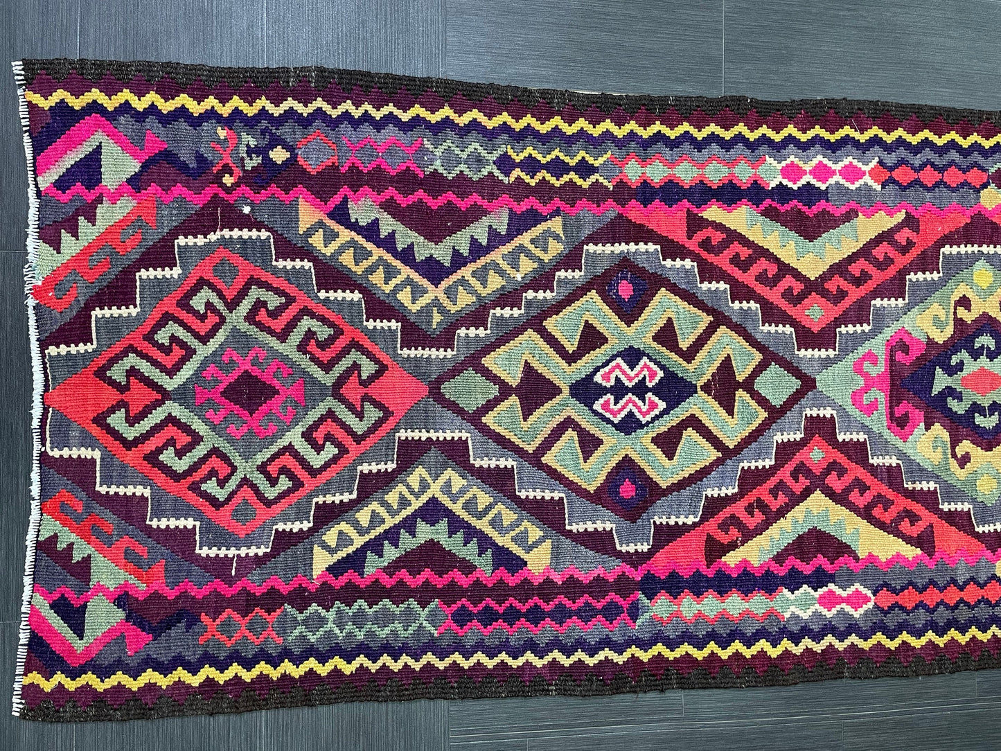 Vintage Runner rug 3 x 13 Handmade Flat woven Runner Kilim Runner Rug Oriental Runner Vintage Turkish Runner Flat weave Rug Wool Carpet Rug