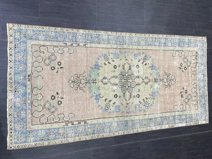 Vintage Rug TURKISH Rug Vintage 3.2 x 6.6 Oushak Rugs Muted Rug Turkish Oushak Rug, Vintage Oushak Rug Wool Rug