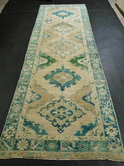 Kitchen Runner Rug 4 x 12.3 Persian Runner Rug Wool Oushak Rug Oushak Runner Rug Turkish Runner Rug Vintage Runner Rug Hallway Runner Rug