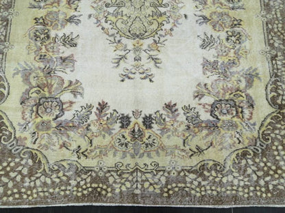 Vintage OUSHAK RUG 6.2 x 9.3 TURKISH Rug Vintage Oushak Runner Rug Vintage Persian Rug Wool Oriental Rug Hand Made Rugs Muted Oriental rug