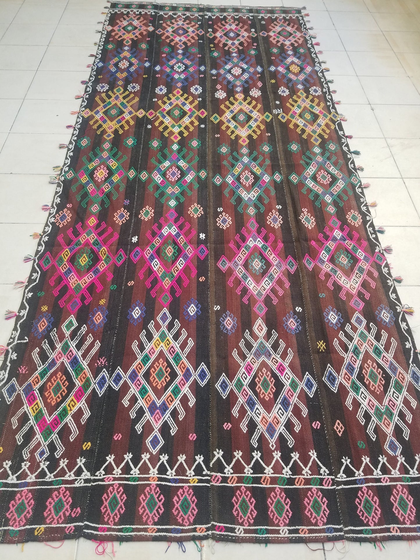 Turkish cicim rug,turkish kilim rug,nomadic cicim rug,anatolian area cicim rug,hand made kilim rug,decorative turkish kilim rug,141x57 inche