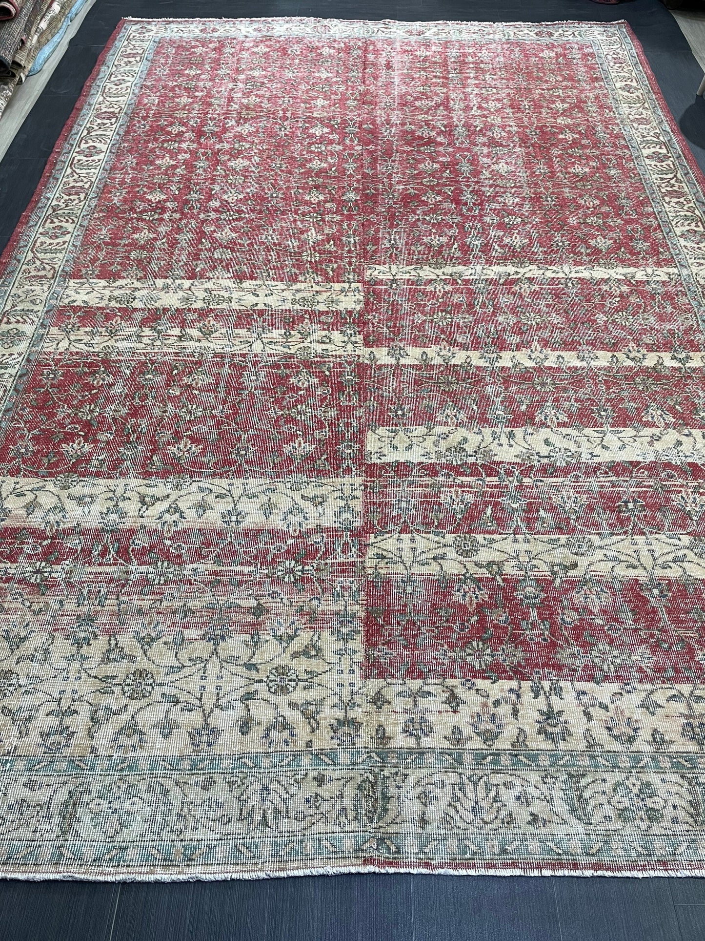 Vintage RUG, TURKISH 8x12 Oushak Rug, Persian Rug, Handmade Large Rug, Wool Antique Rug Hand Knotted Rug,  Floor Art Rug
