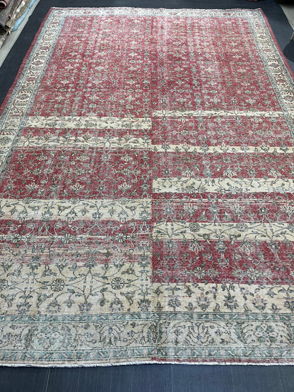 Vintage RUG, TURKISH 8x12 Oushak Rug, Persian Rug, Handmade Large Rug, Wool Antique Rug Hand Knotted Rug,  Floor Art Rug