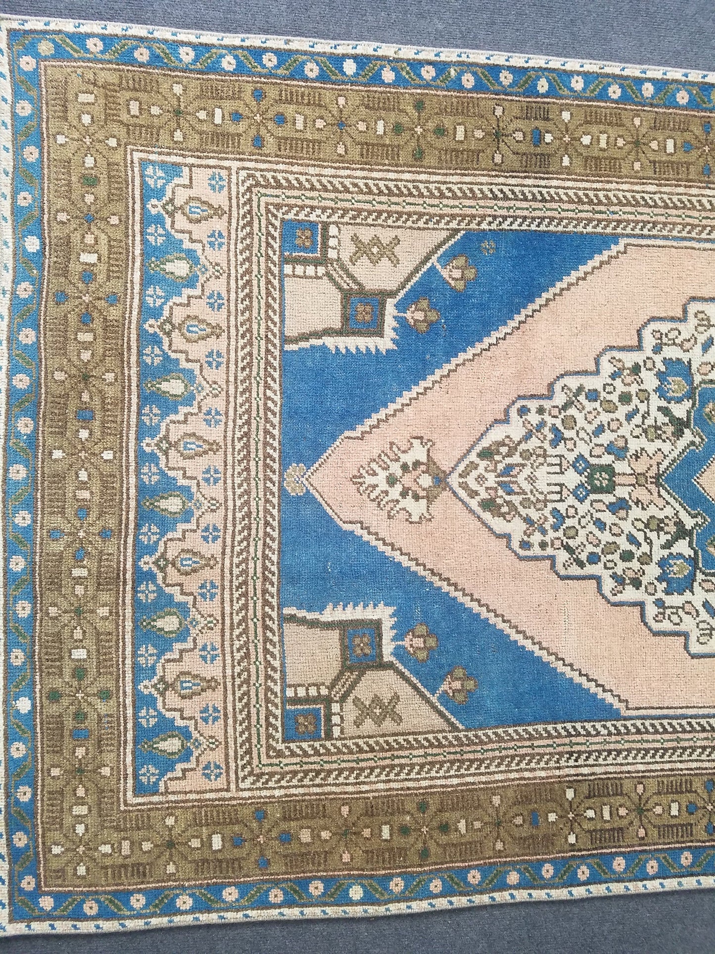 3.6 x 6.6 Turkish rug, vintage rug, vintage oushak rug, Hand Knotted Rug , Handmade Rug