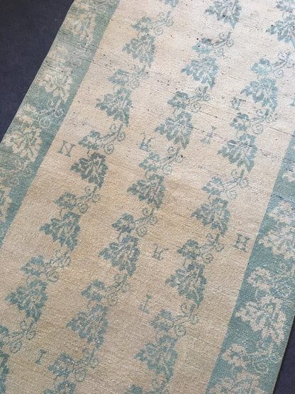 3.5x7 feet handmade wool turkish bedroom area rug, oushak vintage grey kitchen floor rug, large living room area rug, wide bathroom pink rug