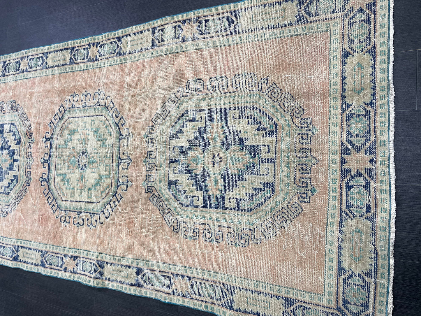 Distressed Vintage Runner Rug 4.3 x 11.8 ft Turkish Runner Rug Vintage Runner Rug Hallway Runner Rug Kitchen Runner Rug Wool Pile Runner Rug