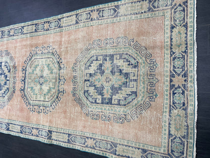 Distressed Vintage Runner Rug 4.3 x 11.8 ft Turkish Runner Rug Vintage Runner Rug Hallway Runner Rug Kitchen Runner Rug Wool Pile Runner Rug