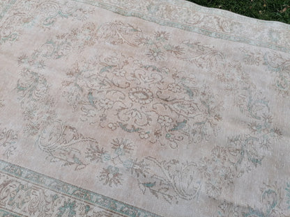 Oushak rug 6x9'4 distressed mudet vintage rug, faded living room rug anatolian rug