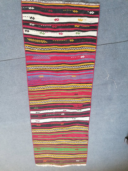 5'10x2 flat woven rugs, hand made flatweave rug, oushak rug, rustic rug, bohemian rug, rug runner, turkish rug, farmhouse rug, vintage rug