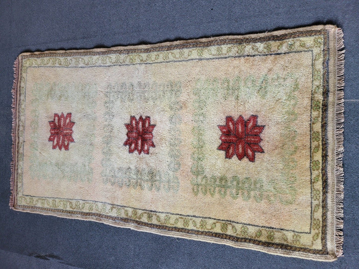 Handmade Muted Rug, Hand Knotted 2.3 x 4.2 Rug, Oushak Rug, Rustic Rug, Vanity Rug, Turkish Rug, Farmhouse Rug, Vintage Rug, Wool rug