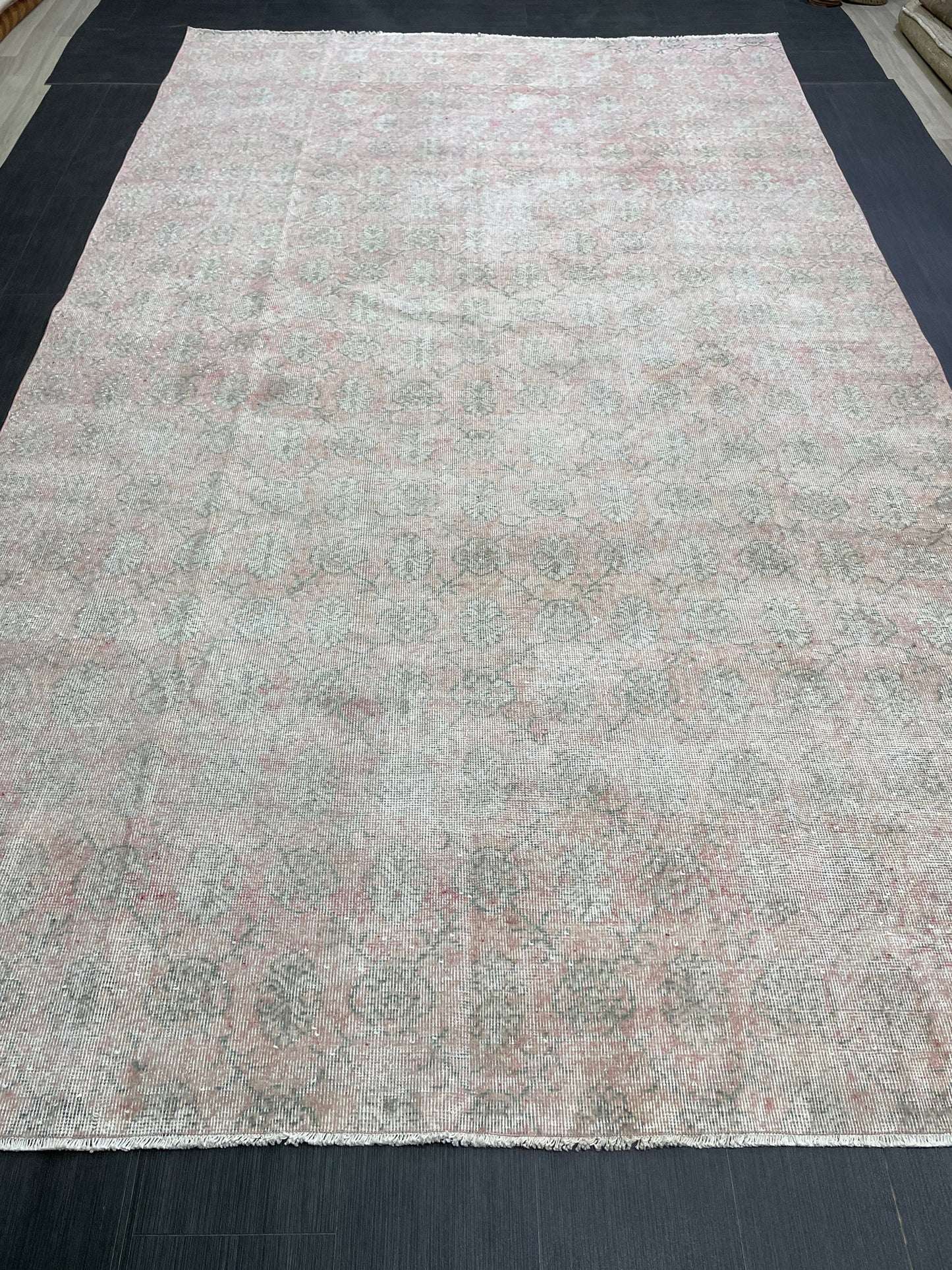 Large Muted Oushak Rug 7.2 x 12 Distressed Rug Vintage Turkish Rug Hand Knotted Rug Vintage Handmade Persian Rug