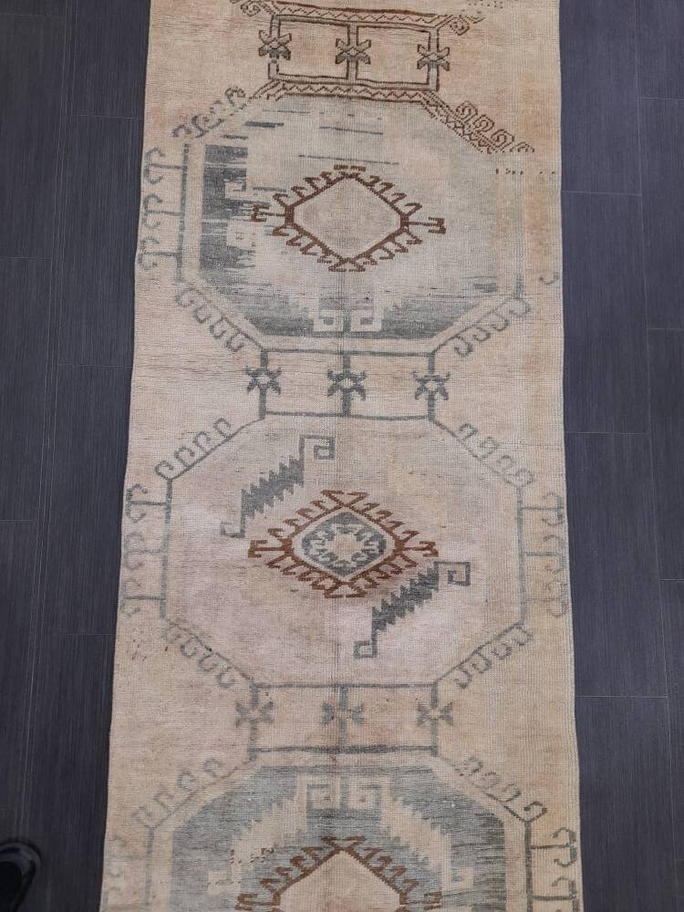 Muted Vintage Runner Rug 2.7 x 10 Muted Turkish Runner Rug Oriental Runner Rug Hallway Runner Rug Kitchen Runner Rug Persian Runner