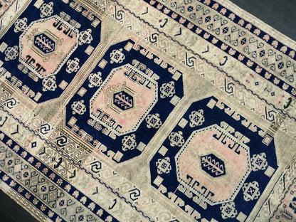 Vintage Rug, 5.7 x 9.7 Rug, Turkish Rugs, Hand Made Rug, Persian Rug  Turkish Rug, 5x10 Rug, Vintage Rug Pink and Navy Oriental Rug 6x10