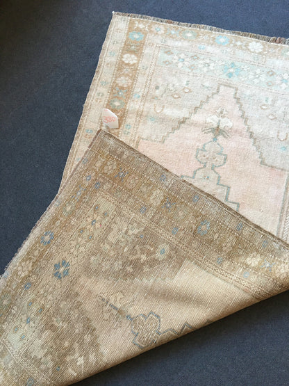 3x5 feet handmade muted turkish wool rug, vintage oushak bedroom rug, kitchen floor large rug, living room middle area rug,bohem natural rug