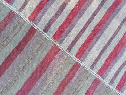 6'9x8'5 flatwoven kilim rug, stripe turkish hand made rugs  vintage turkish rugs oushak rug vintage oushak rug, wool rug