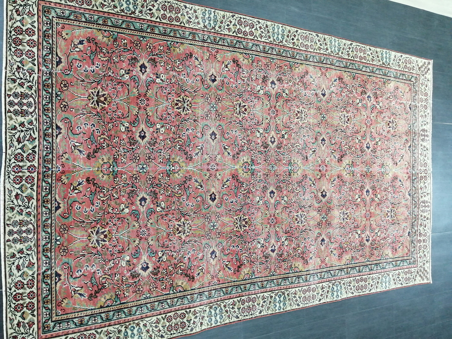 Floral OUSHAK RUG 10.2 x 6.2  TURKISH Rug Oriental Vintage Wool Rug Hand Made Rugs Vintage Turkish Rug