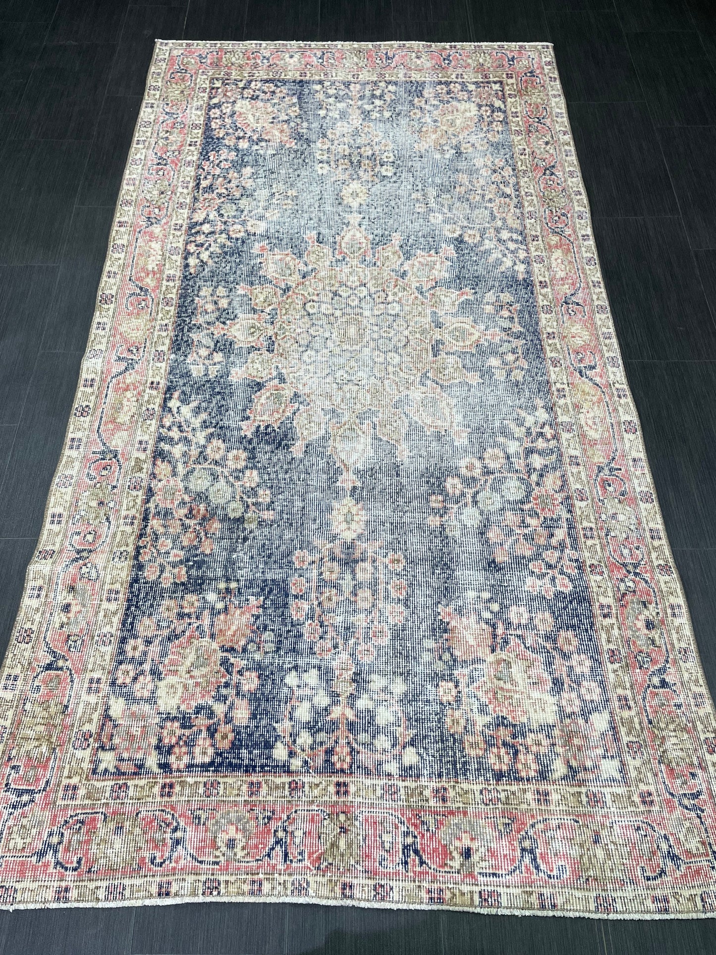 Vintage Rug TURKISH 4.3 x 8 Rug Handmade Rug Vintage Persian Rug Oushak Rug  Hand Knotted RugTurkish Rug Vintage Oushak Rug, Wool Rug