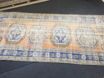 11.4 x 5.2 Vintage Runner Rug Distressed Turkish Runner Rug Wool Vintage Runner Rug Hallway Runner Rug Kitchen Runner Rug