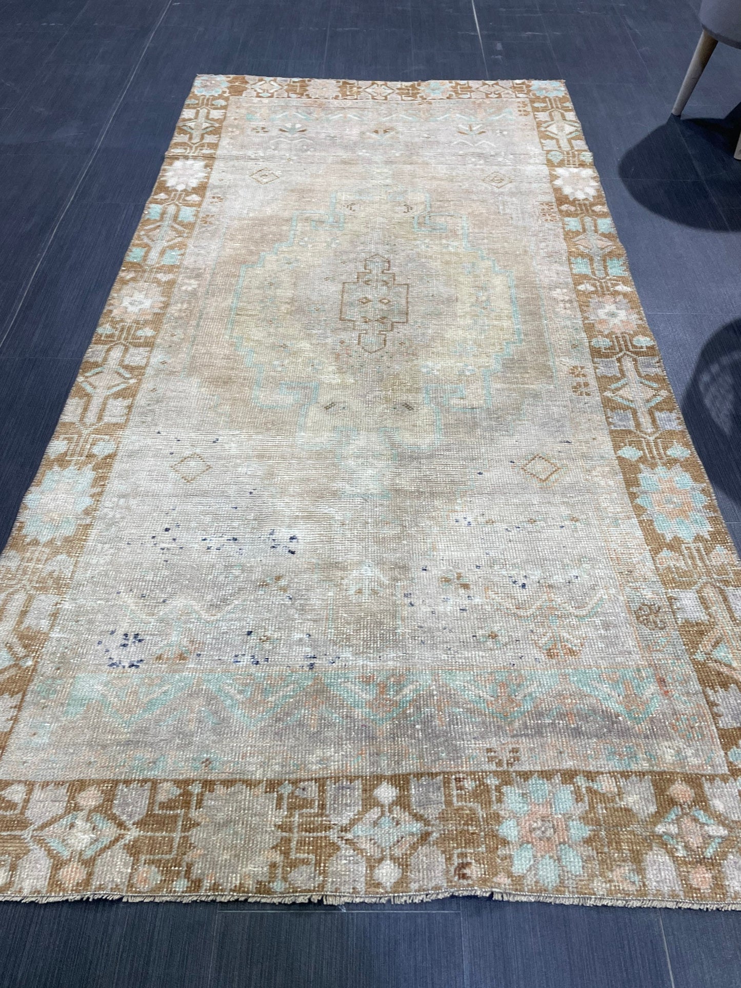 Muted Turkish Rugs,Oushak 3.4  x 6.7 Rug, Hand Knotted Rug, Wool Persian Rug,Handmade Rug,Turkish Rug, Farmhouse Rug, Vintage Rug, Floor Art