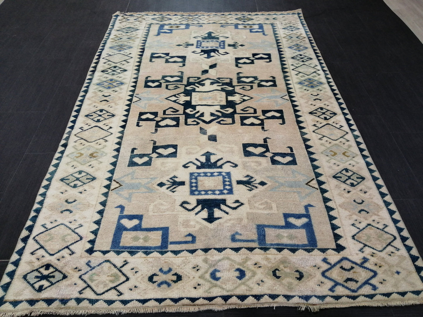 6.8 x 4.4 OUSHAK RUG TURKISH Oushak Rug Vintage Oushak Runner Rug Vintage Runner Rug Wool Oushak Rug Hand Made Rugs Vintage Turkish Rug