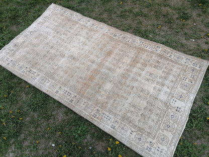 Dissret vintage rug, earth tone oushak rug 3'8x7 living room rug