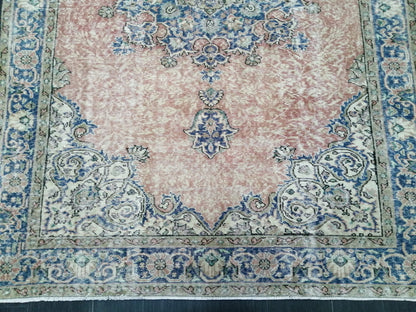 Vintage Rugs  6.3 x 9.5 TURKISH HAND MADE Rugs  Vintage Turkish Rug Oriental Rug, Turkish Oushak Rug, Vintage Oushak Rug, Wool Rug