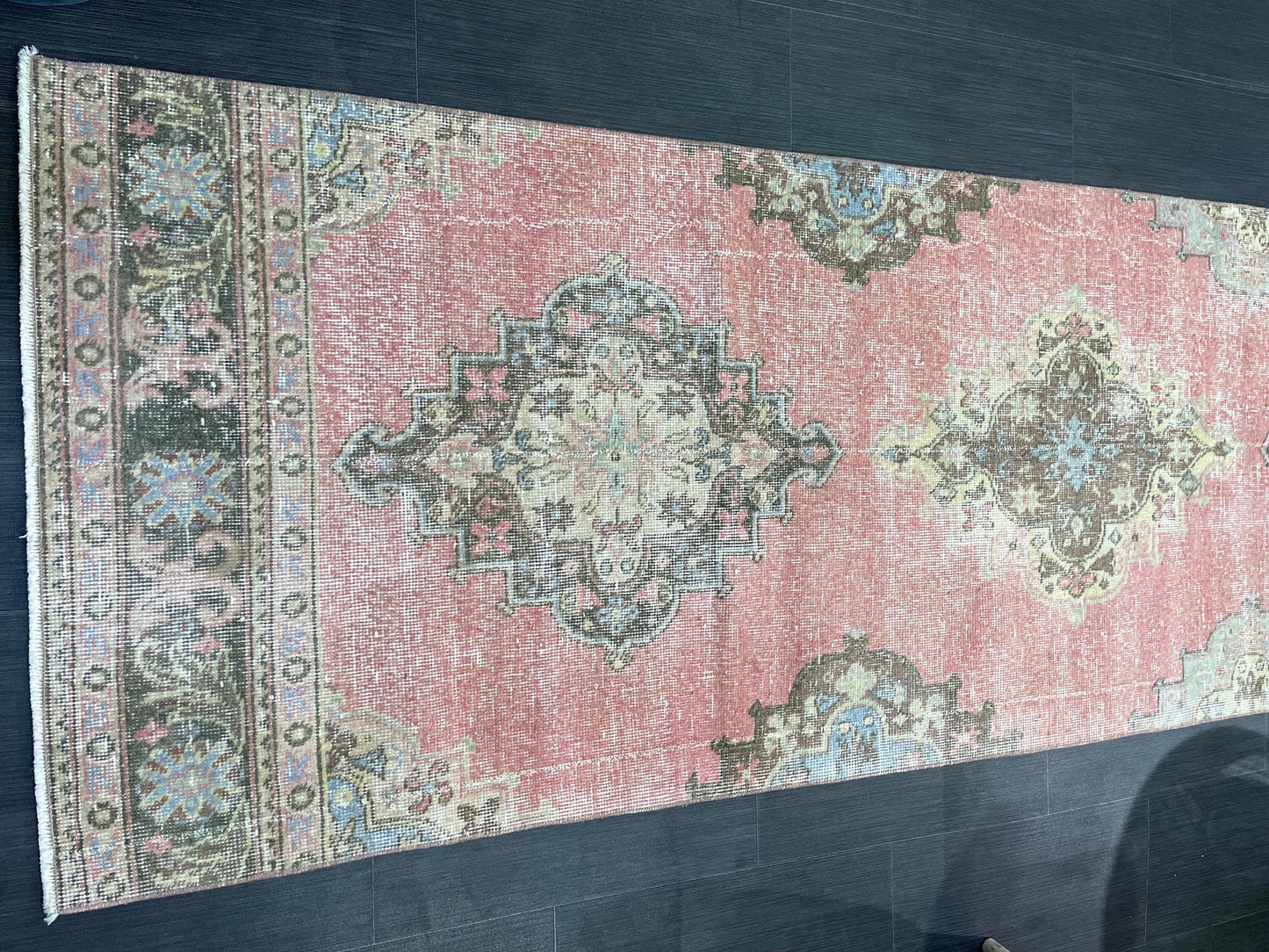 Turkish RUNNER Rug, Oushak 2.10 x 13.10 Runner Rug, Distressed Runner Rug, Wool Oushak Muted Rugs, Vintage Runner Rug,Handmade Rug Runner